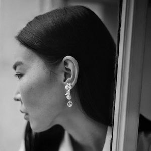 Pearl and Zirconia with Gold Vermeil Earrings